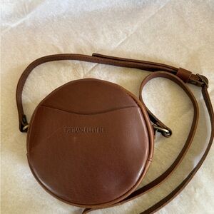 Portland Leather Round Tan Crossbody Bag
